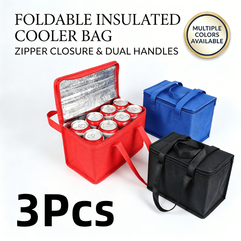 TEMU 3pcs Beverage Lunch Bag Set - Compact , Food And Drinks Fresh And Cool All Day, Food-contact Safe, Suitable For Summer Picnics, Camping, Beach,