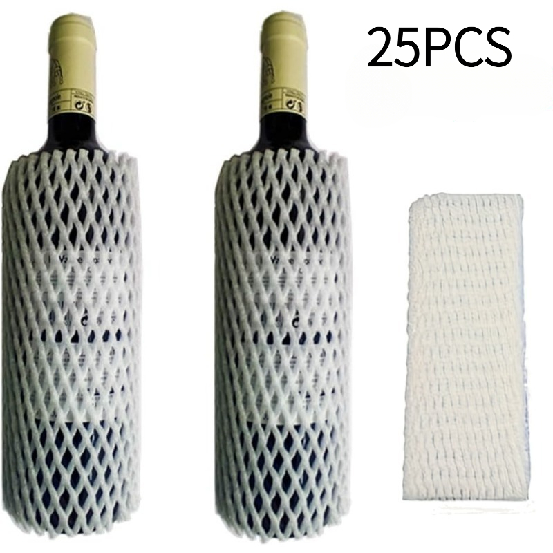 TEMU 25-pack Wine Bottle Protective Foam Mesh Bags Suitable For Shipping, Storage & Transport - Soft Foam Covers With Cushioning, Friction & Scratch