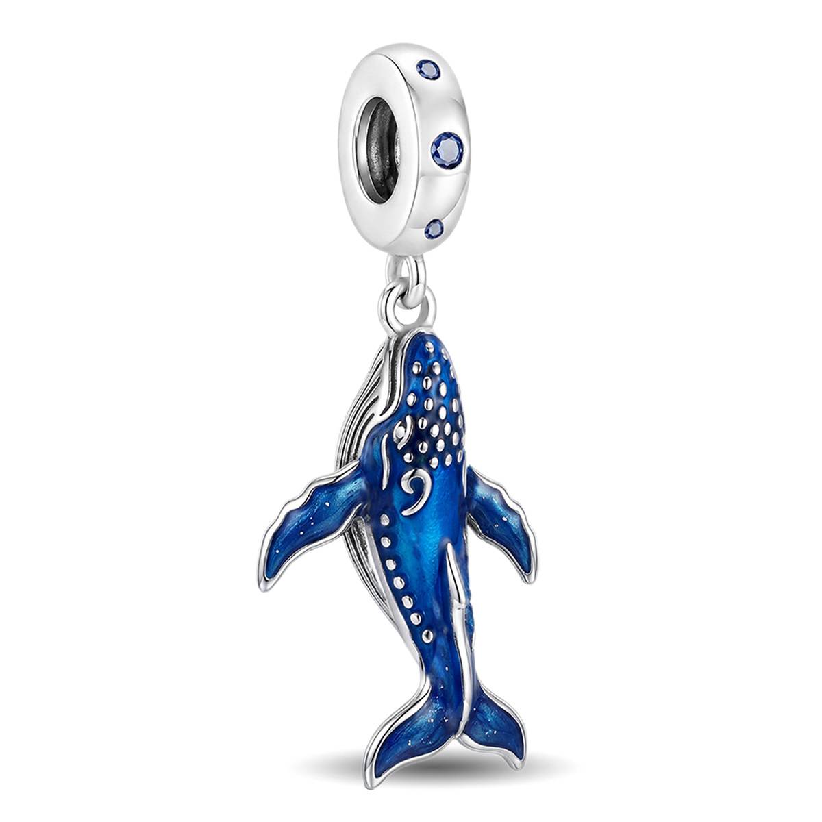 TEMU 1pc The Glowing Deep- Whale Diy Charm Pendant Beaded For Women's Jewelry, 925 Silver Plated, Jewelry Making Accessories Holiday Party Birthday