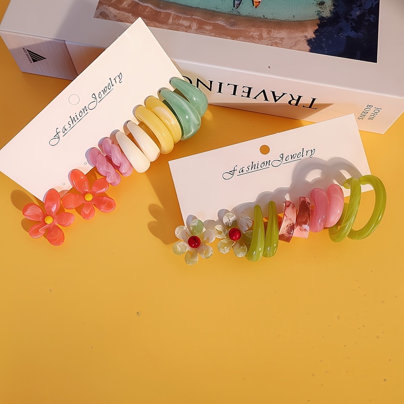 5-10 Pairs Fashionable Multi-Color Women's Earring Sets