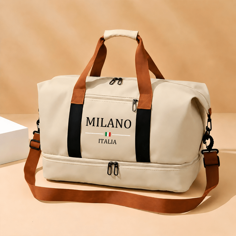 TEMU New Large-capacity Travel Tote Bag, Featuring A Stylish Italian Letter Print, Or Shoulder, Made Of Durable Material, Suitable For Business Trips