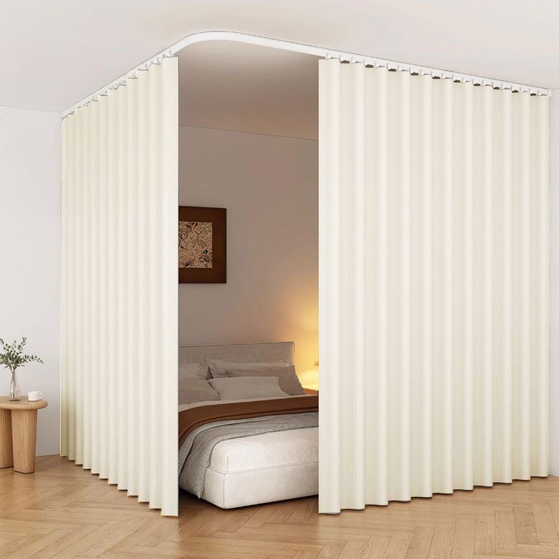1pc Foldable Room Divider Curtain, Space-Saving Folding Privacy Screen with Hooks, Light-Blocking Polyester Curtain Suitable for Living Room, Bedroom, Kitchen- Modern Home Decoration Divider, Foldable Design, Easy Installation, Durable Fabric, S