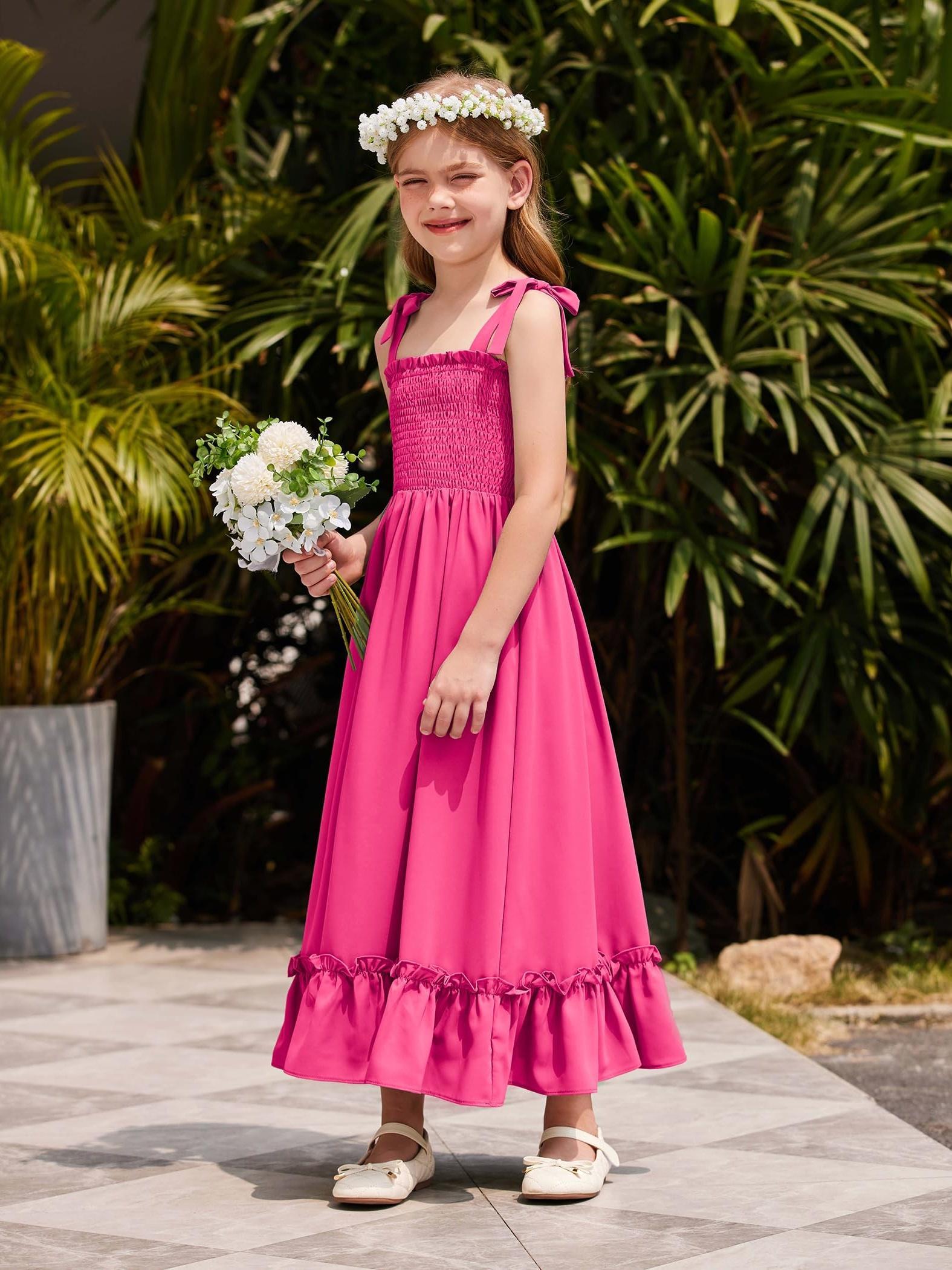 beach flower girl dresses casual Girls Hand Smocked Summer Beach Dress