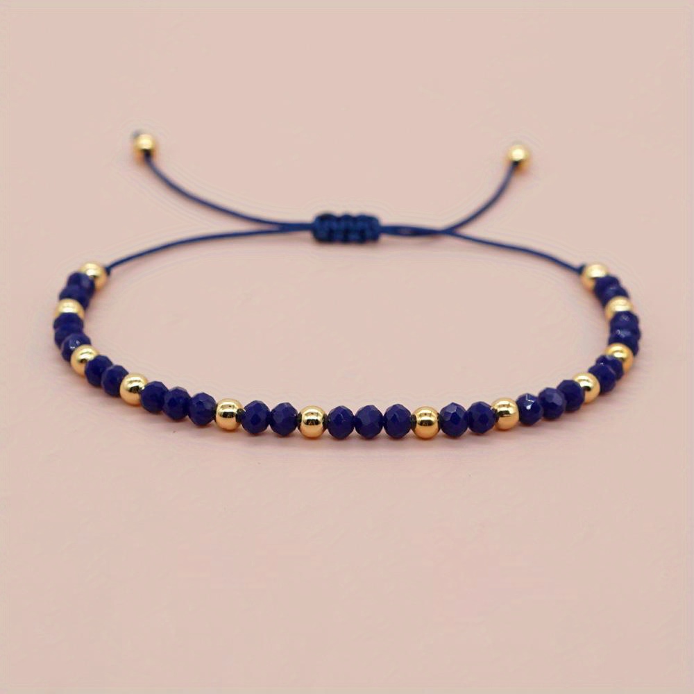 TEMU 1 PC Pulsera de cristal natural para mujer Pulsera tejida a ajustable Diseño sencillo y elegante Estilo bohemio adecuado para plegar adecuado