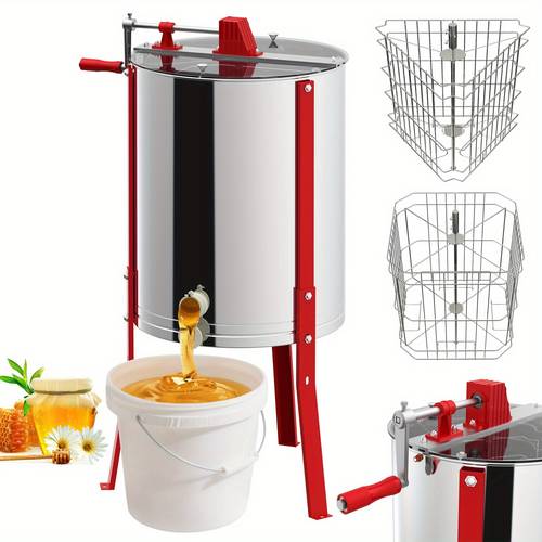 diagonal honey extractor made of stainless steel manual tangential extractor for 3 4 frames honey extractor with 10cm height adjustment and lid for beekeeping
