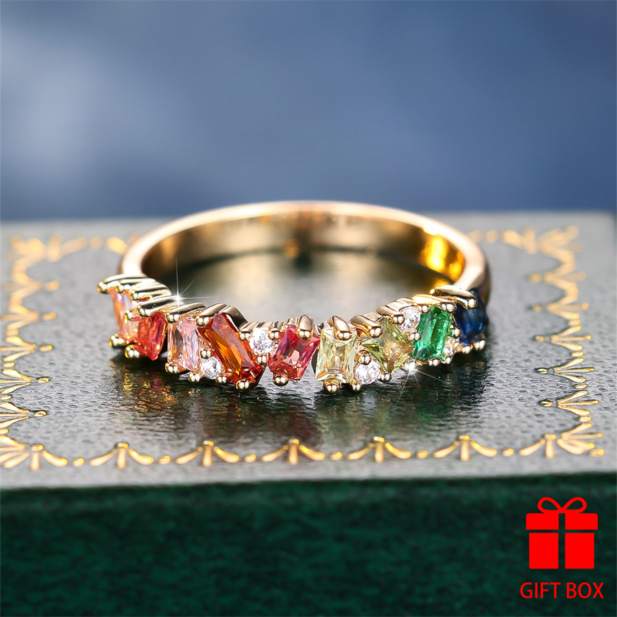 Multicolor CZ Ring Golden Tone - Daily & Special Occasions