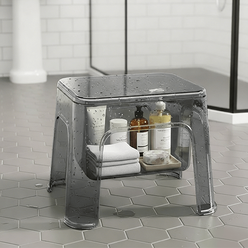 transparent shoe changing step stool hollow storage waterproof sturdy and durable multipurpose footstool simple household step stool suitable for living room bedroom bathroom laundry room garage bedside non slip step stool Product details 14