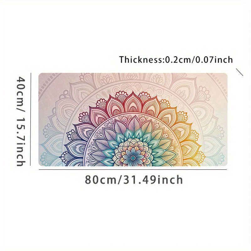 Large Aesthetics Mandala Design Mouse Pad 35.4 X 15.7 Inch, Stylish Desk Pad, Non-slip Extended Gaming Pad, Desk Mat With Bohemian Floral Pattern, Perfect For Office & Home Use