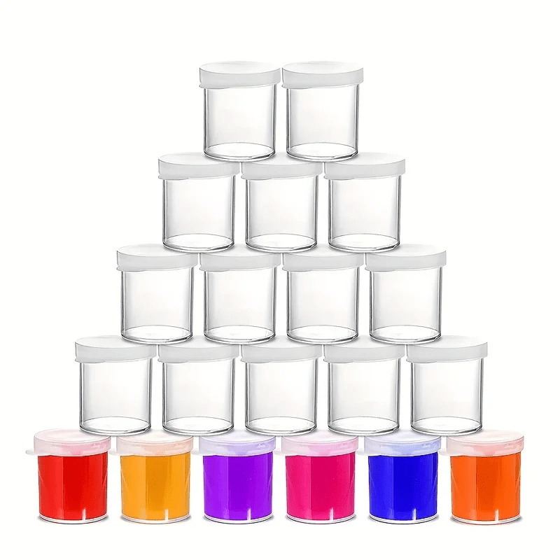 TEMU 20 mini pots à peinture en plastique transparent avec couvercles - Récipients de peinture pour et l'artisanat