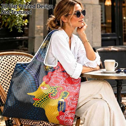 1pc colorful the starry sky pattern 2 print polyester material large capacity bag tote bag reusable shopping bag with handles durable shoulder straps no closure suitable for daily use everyday tote bag sports