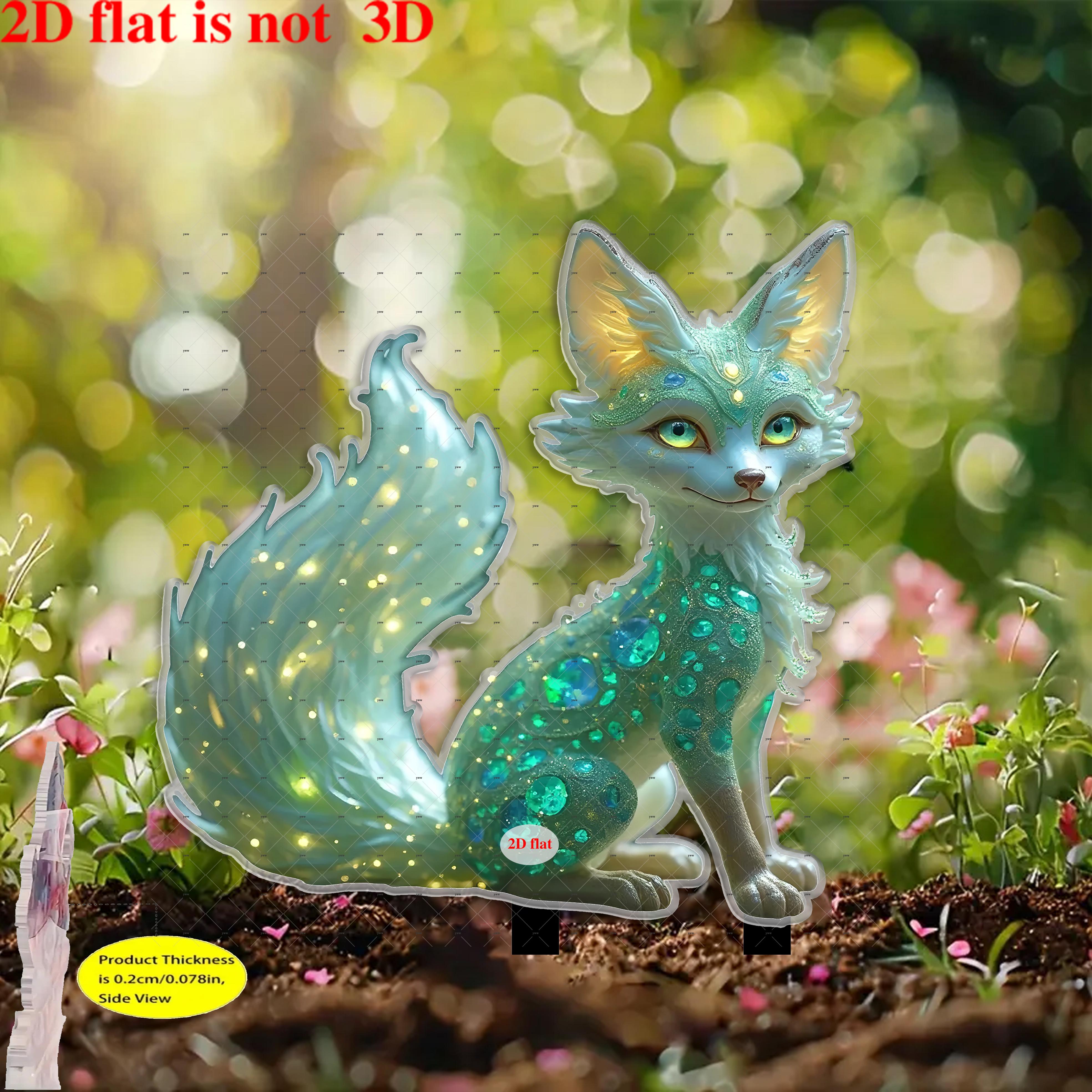 E-shop 2D Flach, 2D Flach, 2D Flach 2D Ebener Acryl Solar Fuchs-Förmige Gartenleuchte Falle - Outdoor Feiertagsdeko, Garten Dekorative Plug-In, 2D