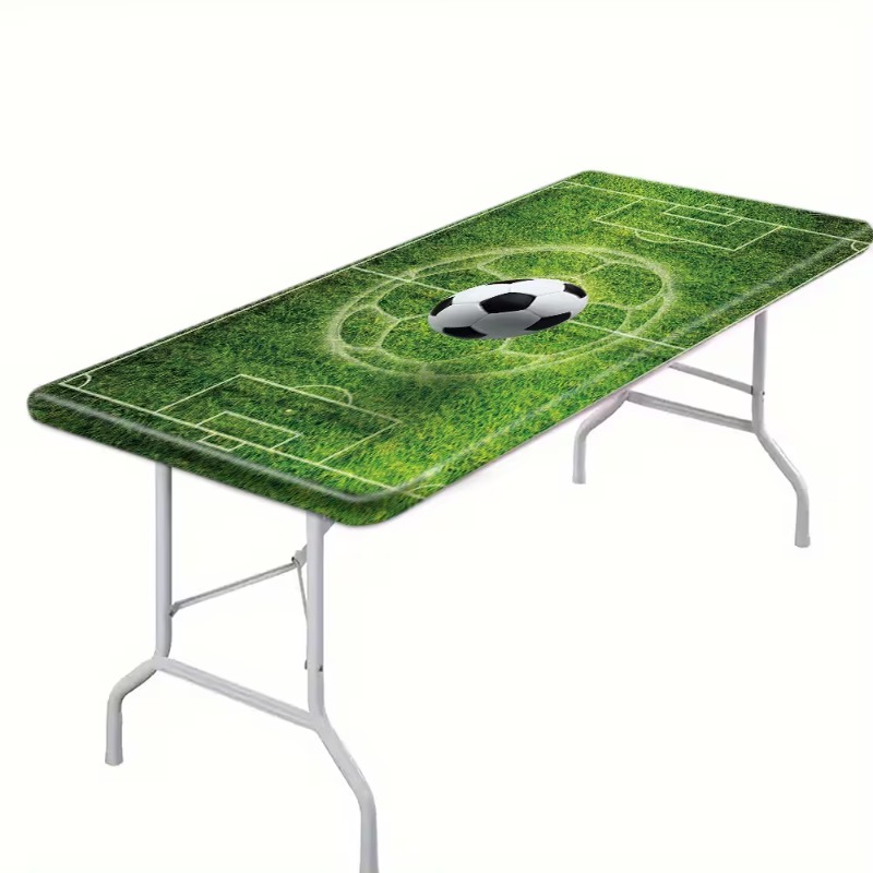 TEMU Mantel de exterior de 1 pieza, con bordes elásticos de estampado de fútbol. Ideal para acampar, pícnics y reuniones en el jardín, disponible en