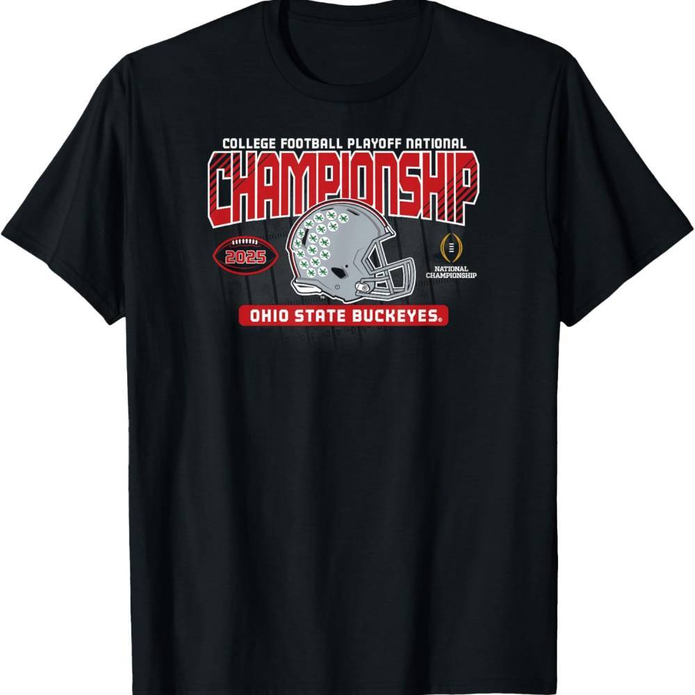 

[] Ohio State 2025 National - Men's Casual Cotton Crew Neck With Helmet Graphic, Machine Washable, Wear, Casual Wear||cotton Fabric