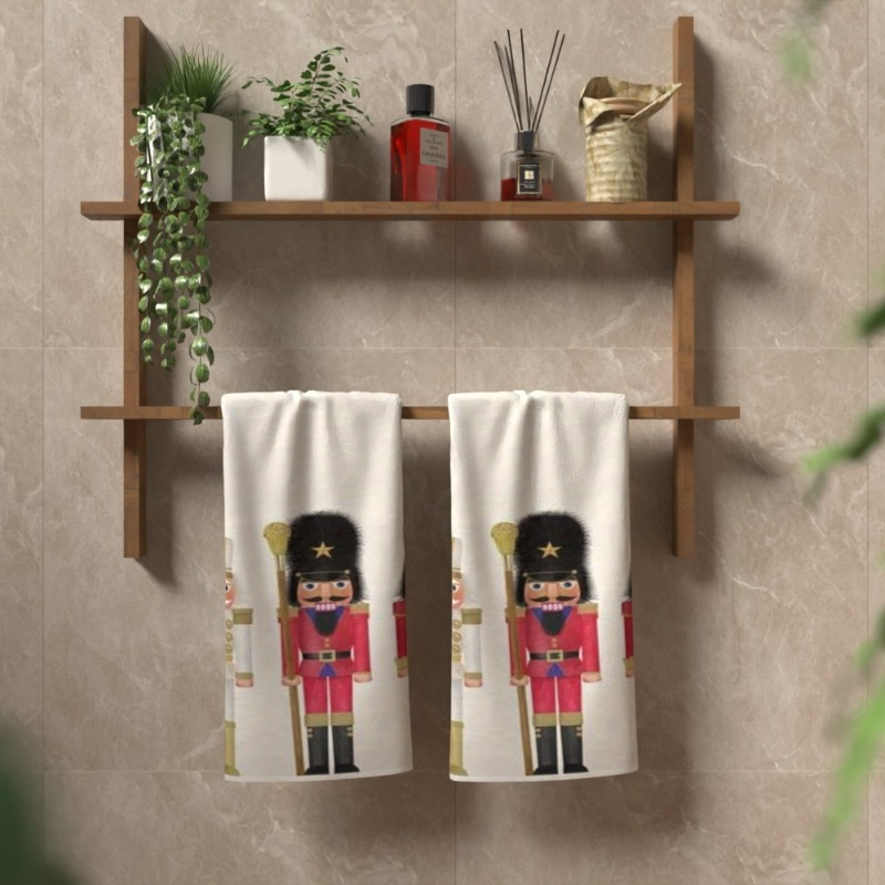 

2pcs Nutcracker Kitchen & Bathroom Towels - , Polyester, Machine Washable - Home