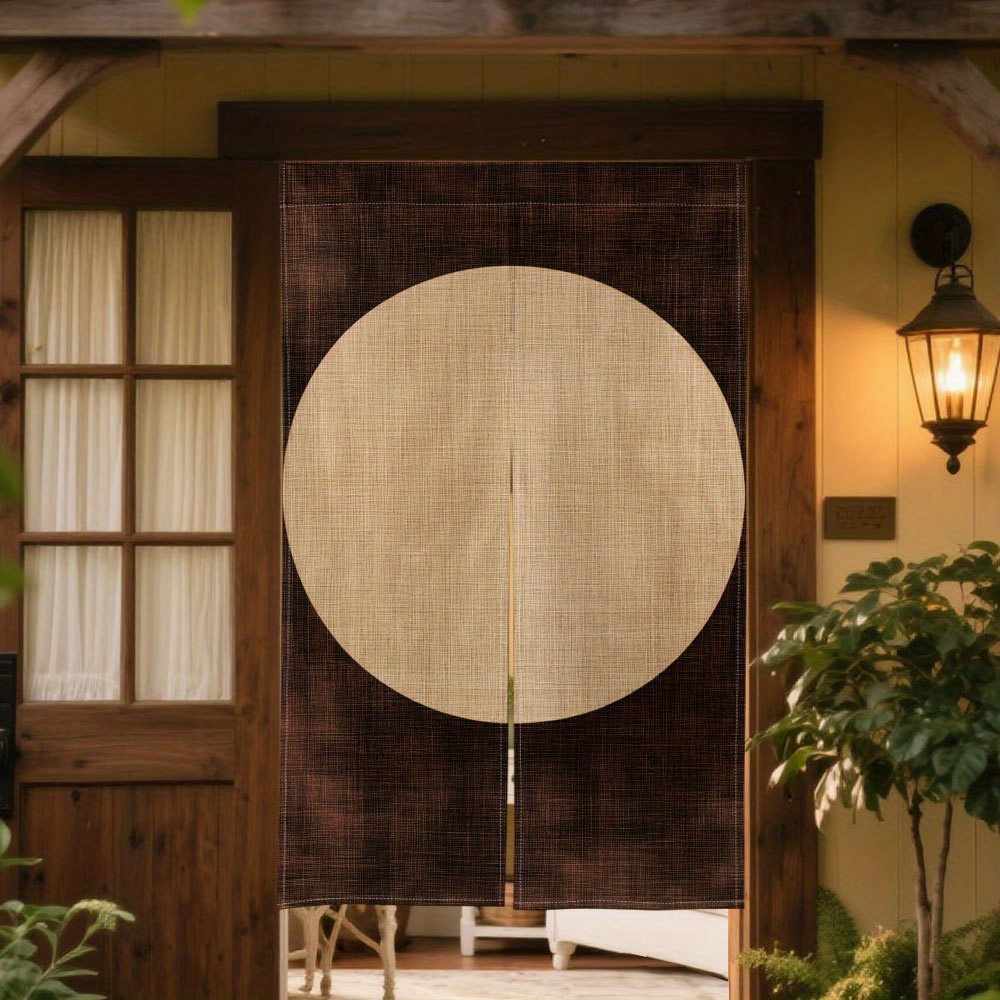 TEMU 1pc Woven Circle On Japanese Door Curtain, Easy To Clean, Hallway Partition For Bathroom Bedroom Kitchen, Anti-peep Shading Home Essential