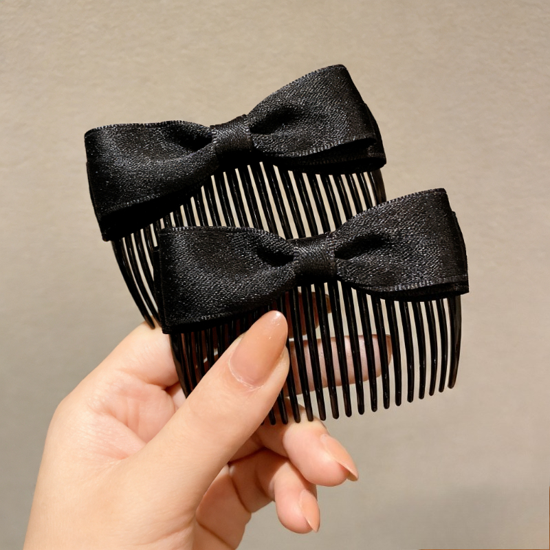 Image of 2-pack/3-pack Bow-knot Hair Comb Additions | Black, White, Red - Perfect Women's Gift, Unisex-adult, Suitable For Normal And Relaxed-textured Hair