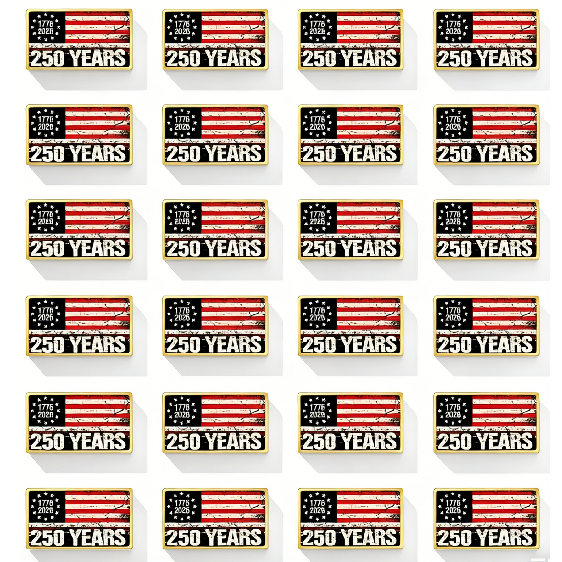 TEMU 24pcs Bulk Pack (24pcs) 250th Anniversary Brooch Suitable For American Semicentennial 1776-2026 Commemorative Badges - Vintage American Flag