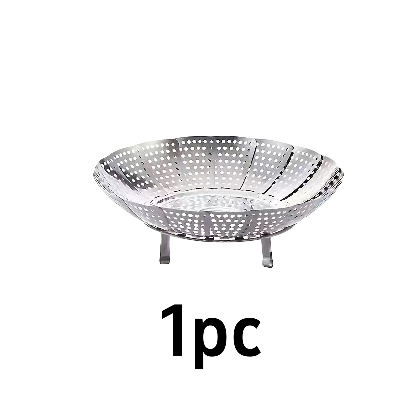 TEMU 1pc Retractable Stainless Steel Steamer - Foldable And Adjustable Vegetable Steamer, Suitable For Most Cookware - Used For Steaming Dumplings,