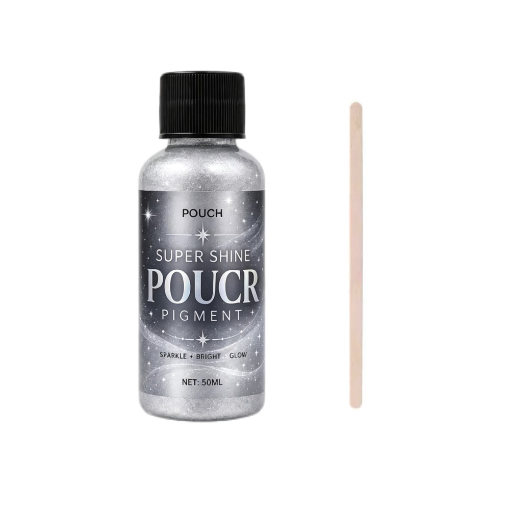 TEMU The Pouch Comes In 2pcs (containing Silvery Epoxy Dye Paste And A Stirring Rod). A Metallic Liquid Colorant With A Silvery And Is Suitable For