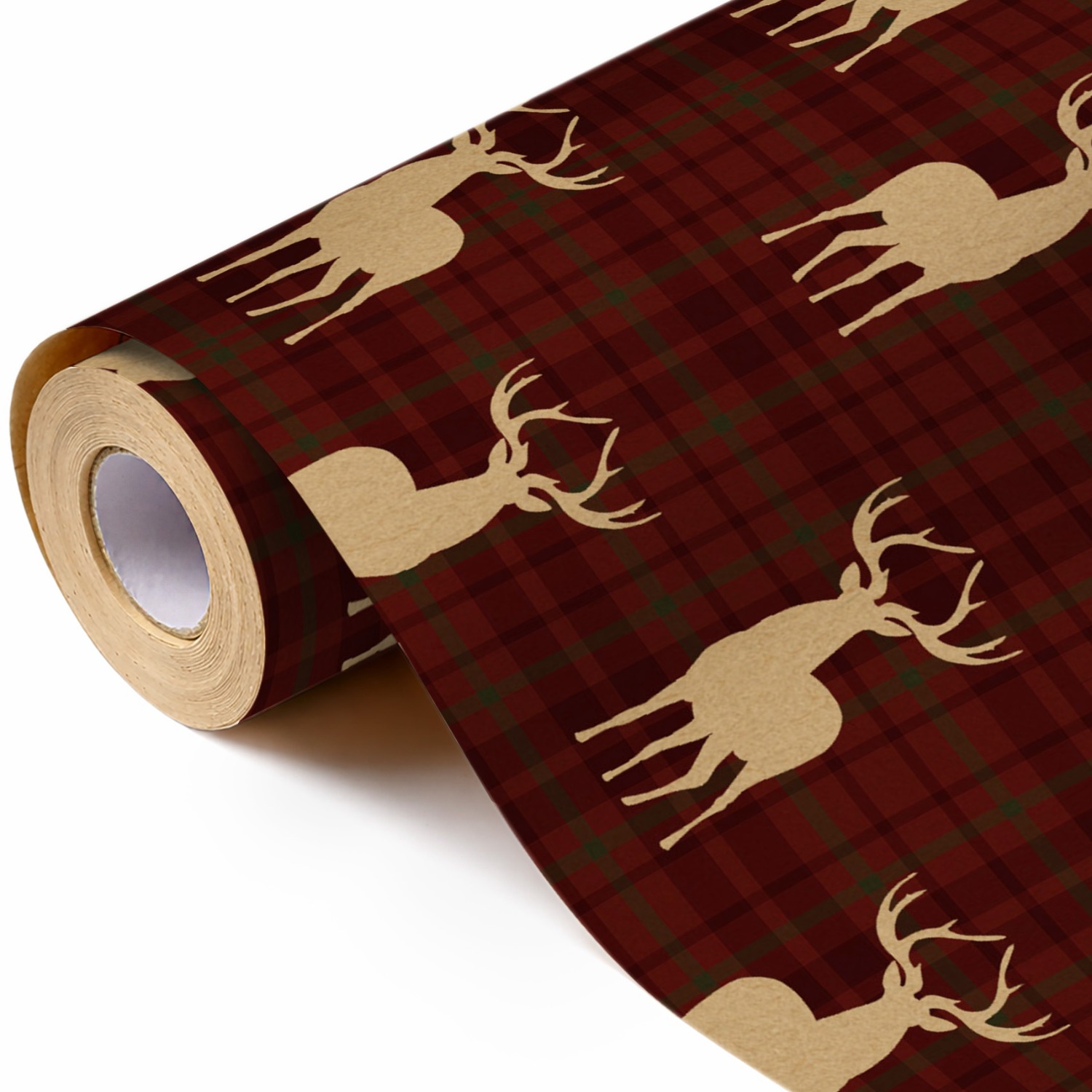TEMU Rouleau de de Noël – Papier d'emballage à motif cerf à carreaux rouges – Papier pour Noël, anniversaire, fêtes d'hiver, fournitures d'emballage