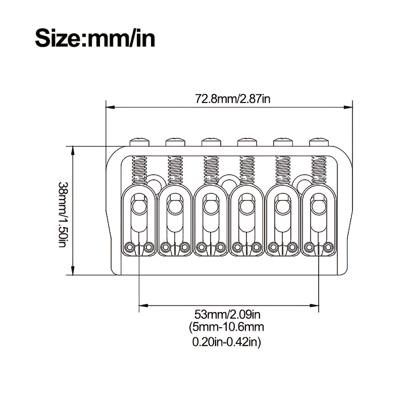 6-string Guitar Fixed Bridge 72.8x38mm- Electric Guitar Metal Hardtail Replacement, Black& Silvery Golden, Fashionable Design, Sturdy Structure, Precision Craftsmanship, Suitable for DIY Guitarists and Instrument Repairers, Instrument Repair