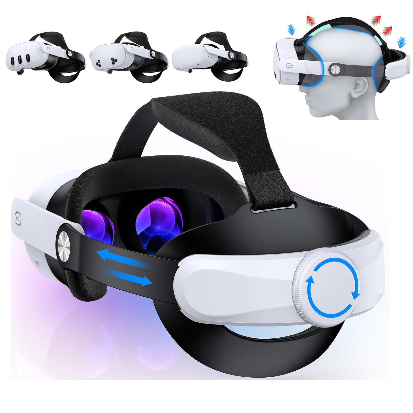 For Quest 3s/quest 3/quest 2 Head Strap - Adjustable Vr Headband Compatible For Headset, Support & Reduced Pressure, Battery-free Operation, Comfortable For Extended Wear For Pc Gaming