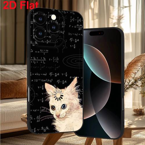 Artikelbild handyhülle: 2d-flach 1 modischer neuer stil mathematik - niedlicher heterochromie-katze lustiger druck-thema tpu engelsauge mattierte handyhülle, stilvolle trendige sturzsichere stoßfeste handyhülle, kratzfest vergilbungsfrei für iphone 17/16/15/14/13/12/11/8/7 pro