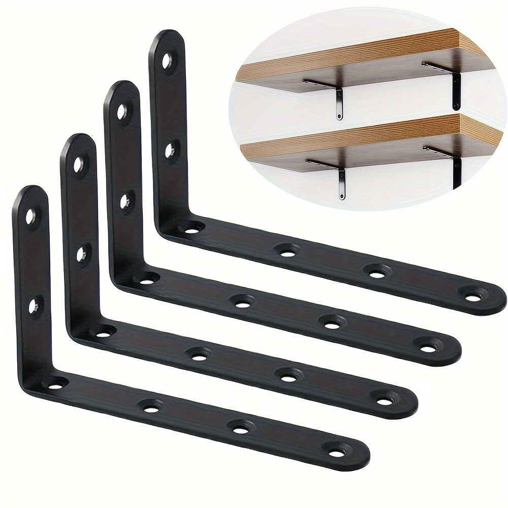 

4pcs Heavy-duty Metal L-shaped Corner Brackets, Rustproof & , For Wooden Furniture, Shelves & Cabinets, Decorative Brackets