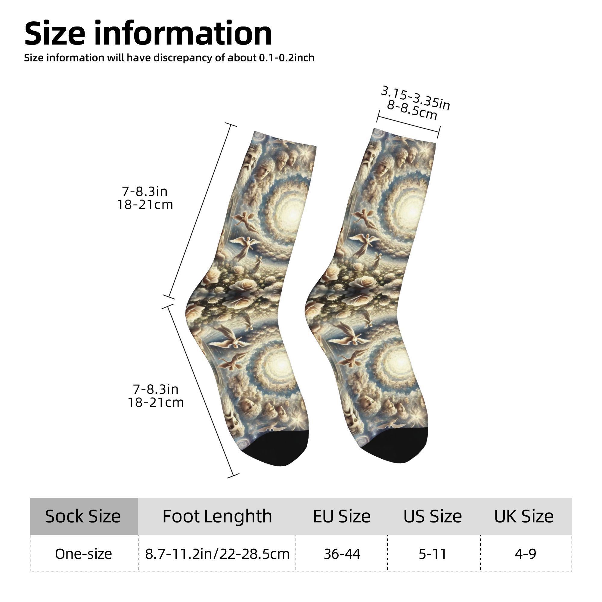 mens celestial angel   print socks full body   design with   hues soft polyester spiritual themed footwear for themed events daily wear       the   paradise hand  