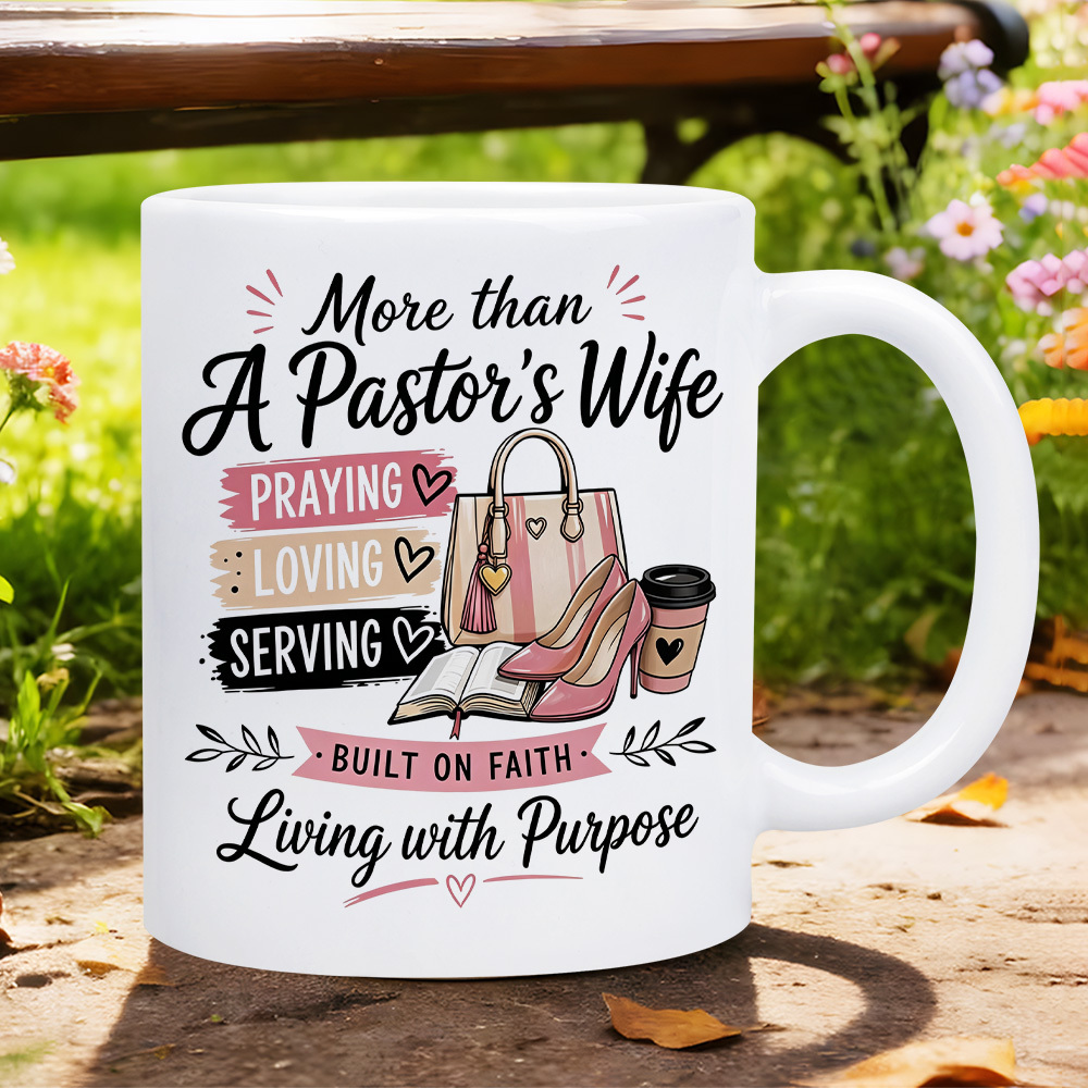 TEMU A Pastor's Wife Praying Loving Serving Women Fashion Printed 1pc 11oz Ceramic Mugs, Dishwasher Safe, Gift For Pastor Wives, Christian Women,