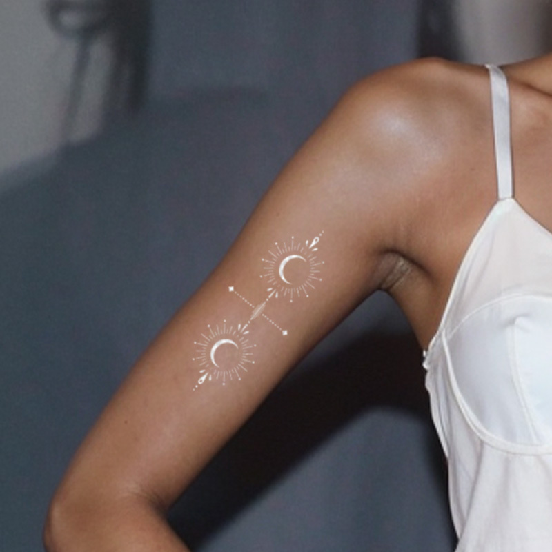 Moon Arm Cuff Bracelet with Star Geometric Tattoo Sticker