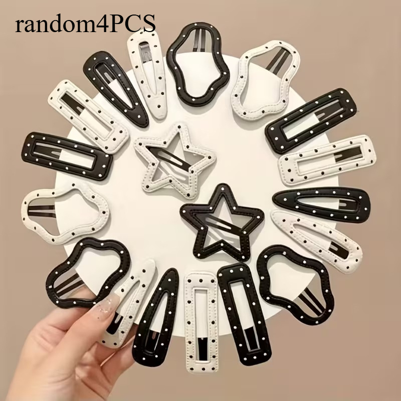 TEMU Random 2/4pcs Goddess Polka Dot Pentagram Hair Clips, Cloud Bb Clips, Side Bang Clips, Hairpins, Hair Accessories, Headwear, Suitable For Daily