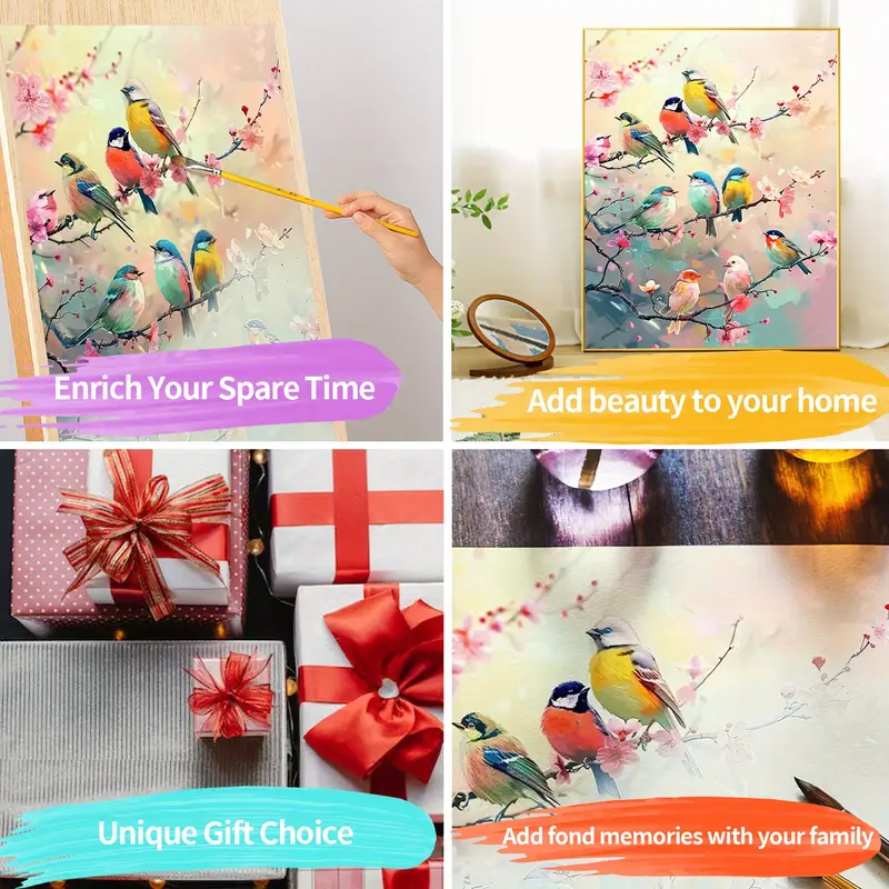 TISHIRON Pintura por números para adultos, kits de pintura de pájaros guacamayos por números sobre lienzo, bricolaje pareja pájaro en una rama pintura por números, pintura sin llama por números para TISHIRON Pintura por números para adultos, kits de pintura de pájaros guacamayos por números sobre lienzo, bricolaje pareja pájaro en una rama pintura por números, pintura sin llama por números para
