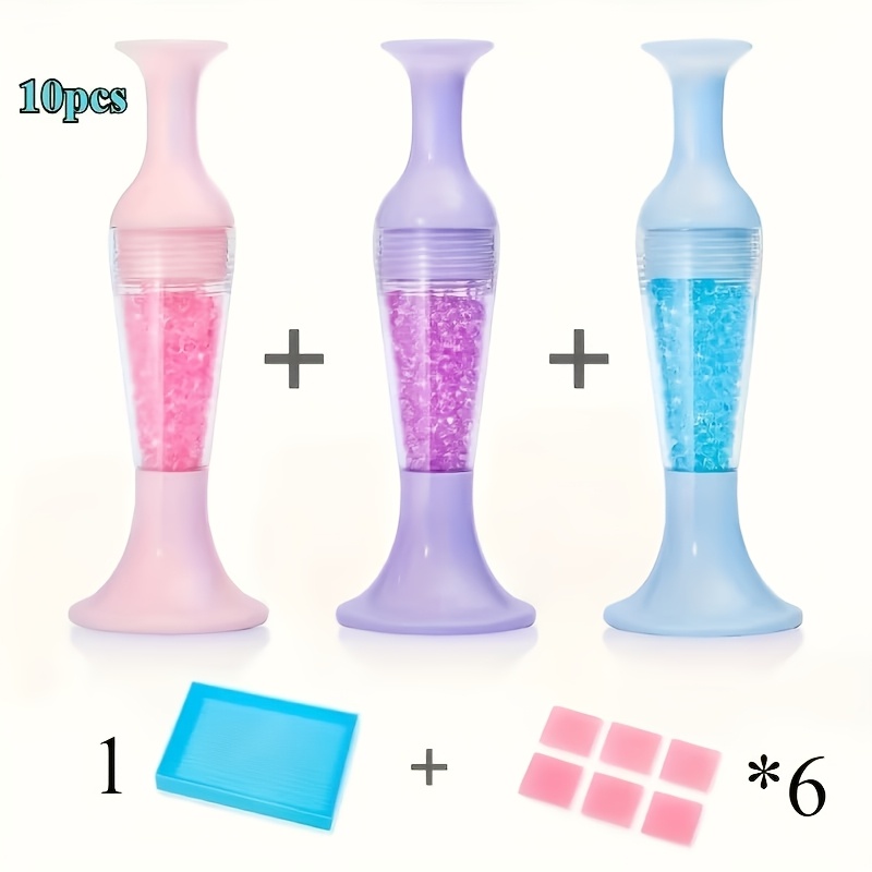 E-shop 10-teiliges 5D Diamant Malerei Werkzeugset mit Tablett und Ton – Multicolor Basteln, Nagelkunst, Stickerei und Vasen Diamant Aufkleber