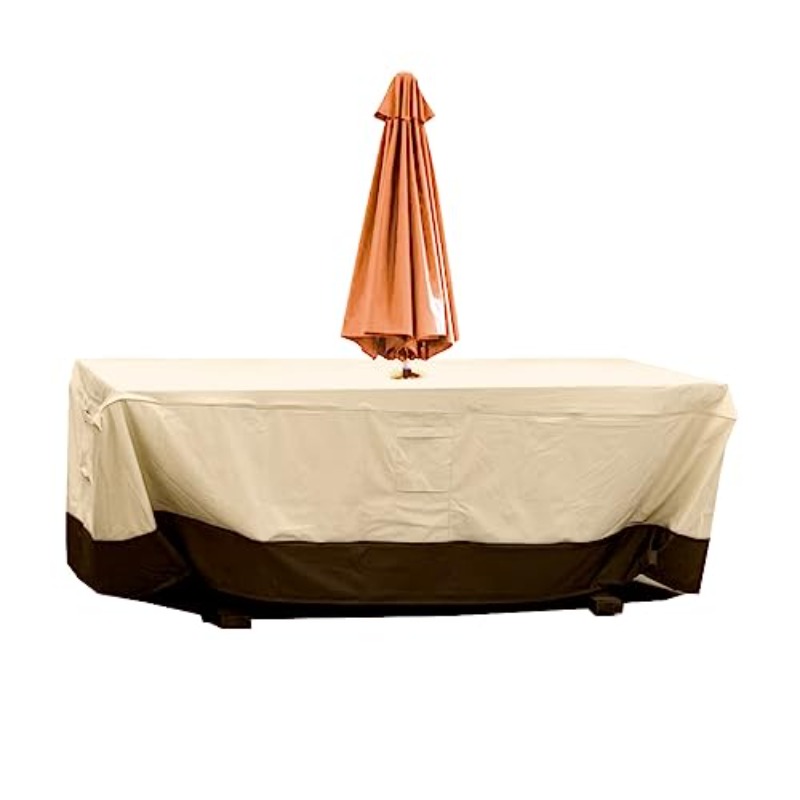 patio table cloth and cover with umbrella hole water resistant outdoor rectangular oval veranda garden table cover 88x59x23in