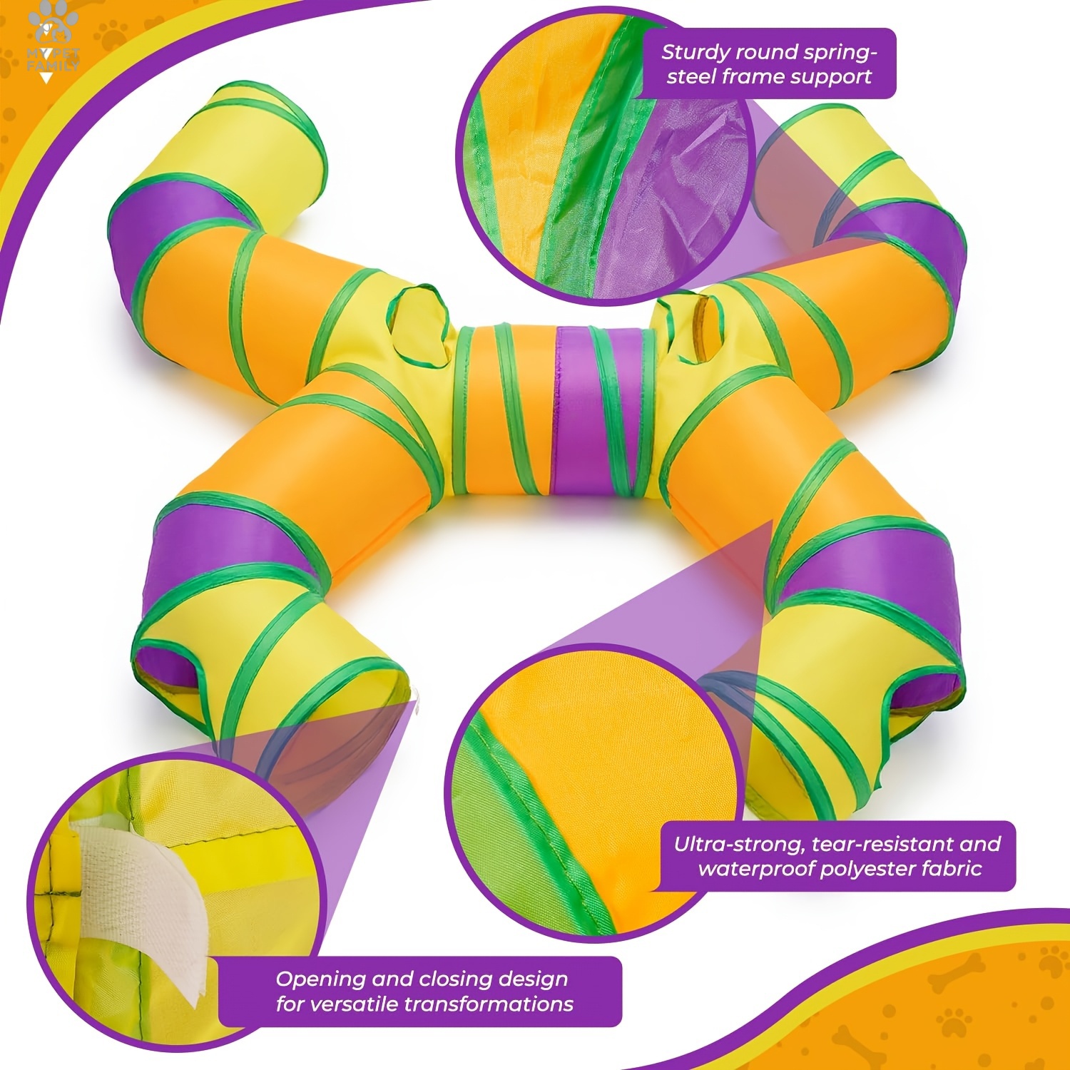 2pcs Large Foldable Small Animal Tunnel Set with Maze Design