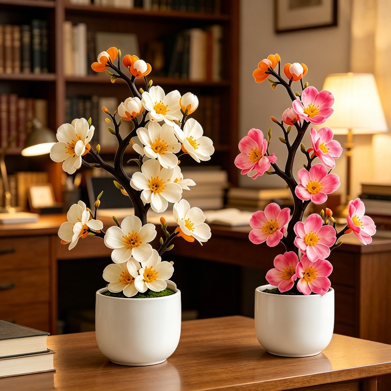 2pcs - Plum Blossom Squid | An Ideal Choice for Festive Artificial Flower Decorations, Convenient for Matching Homes, Courtyards, Offices, Weddings, Desks, and Other Scenes | Suitable for Father's Day, Eid Al-Fitr, Weddings, and Other Landscape De