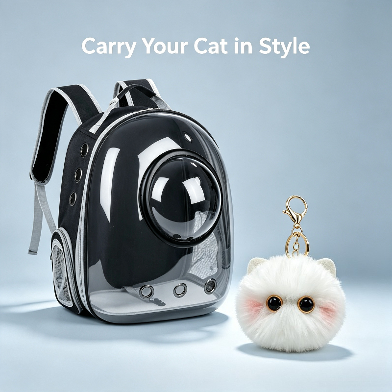 2pcs Set: Transparent Space Capsule Pet Backpack with Cute Charm