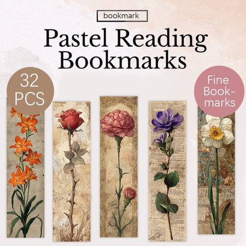 item picture 32pcs vintage floral watercolor botanical bookmarks diy for student reading enthusiasts suitable for new year birthday christmas anniversary wedding gifts artistic bookmarks affordable low price unique and exquisite bookmarks