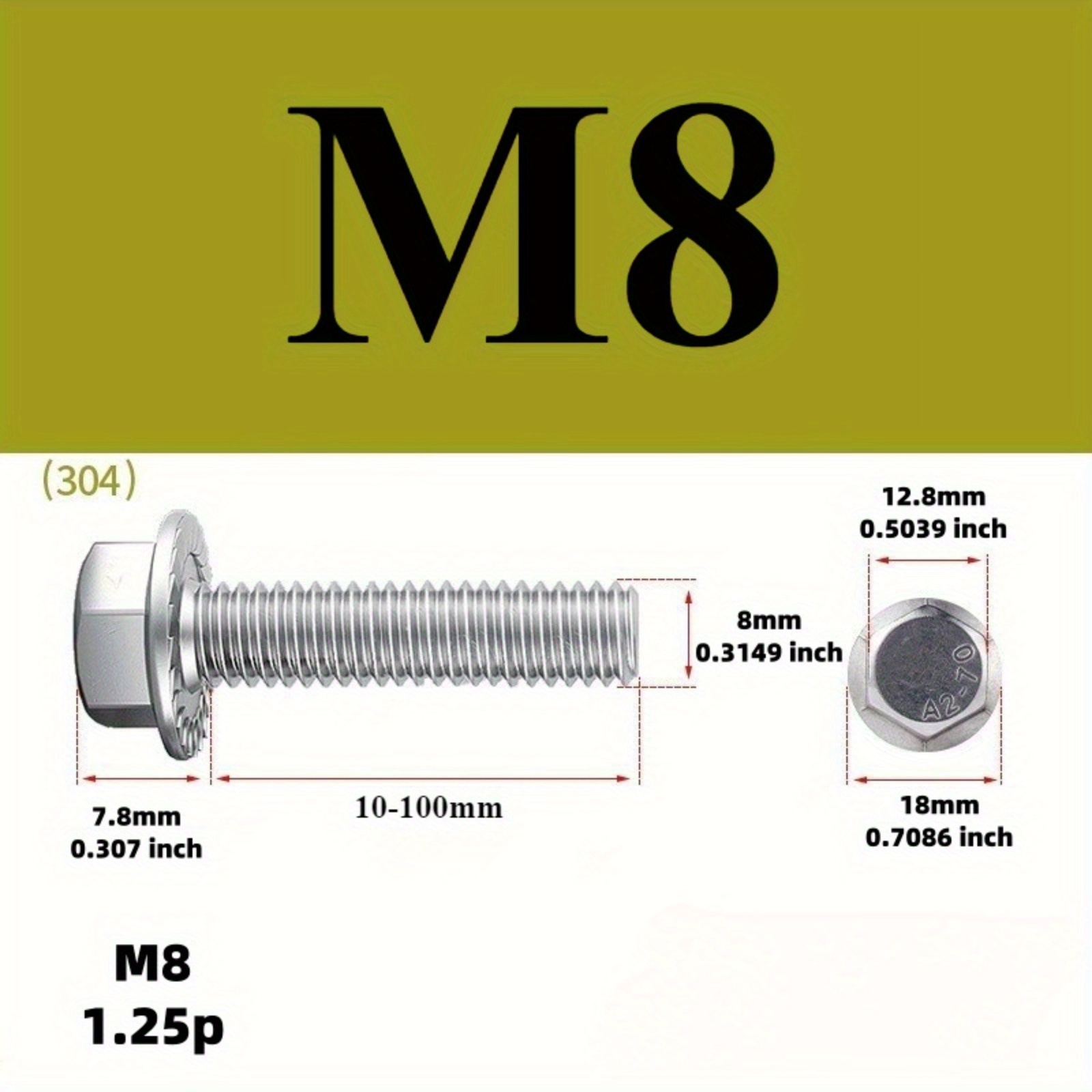 10 Stück Sechskant Schrauben 8x20 - DIN 933 - A2 Edelstahl - Vollgewinde - V2A
