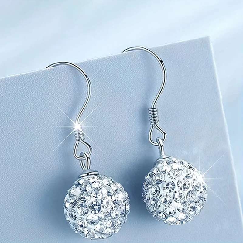 E-shop 1 Paar Exquisite Strass Kugel Ohrringe für Damen Party Hochzeit Elegante Haken Ohrringe Schmuck