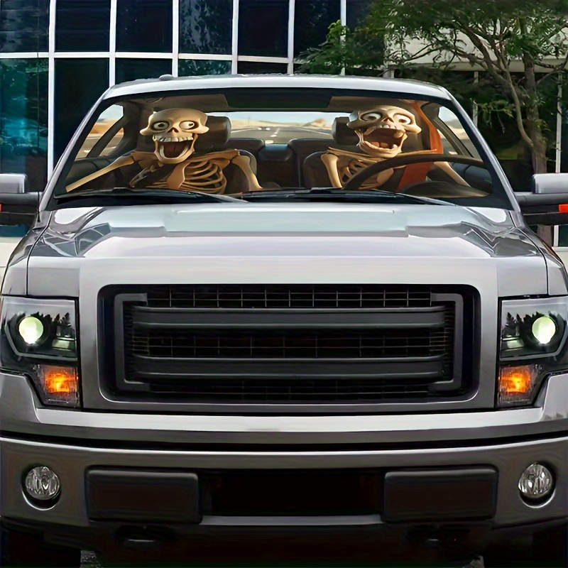 TEMU 1pc Novelty Fun Element Windshield Sunshade With Suction Cups - Universal Car Front Windshield Sunshade Uv Protection Your Vehicle Cool