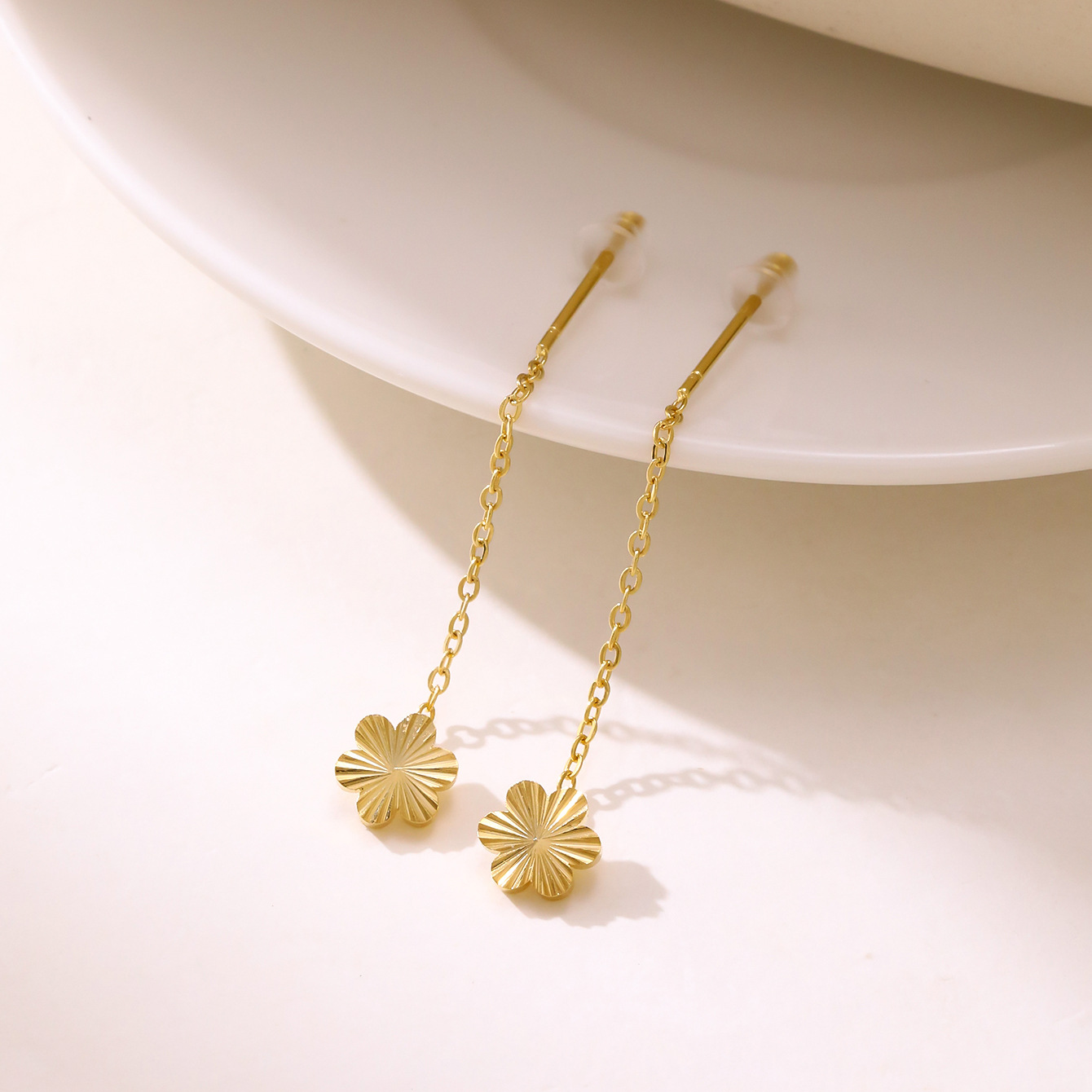 TEMU 1 Stainless Steel Women's Clover Star Pendant Tassel Women' Fashion Trendy Easy Design Jewelry Earrings Additions