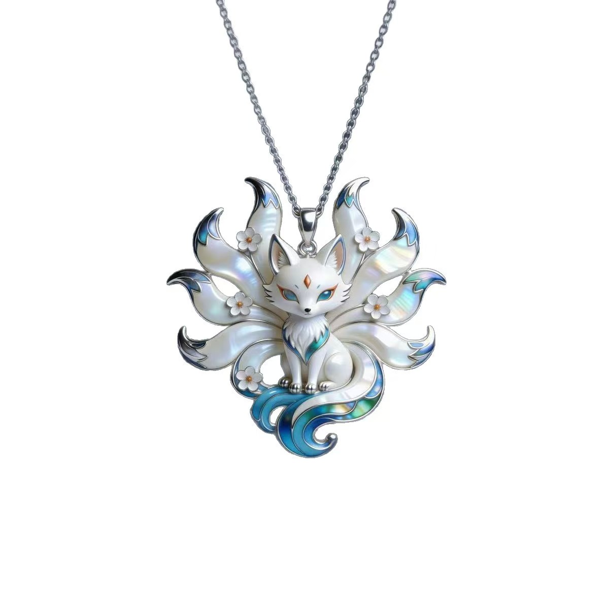 TEMU 1pc Fashionable And Exquisite Chinese Mythical Nine-tailed Fox Pendant Necklace - Exquisite Enamel Fox Jewelry, Suitable For Daily Banquets And