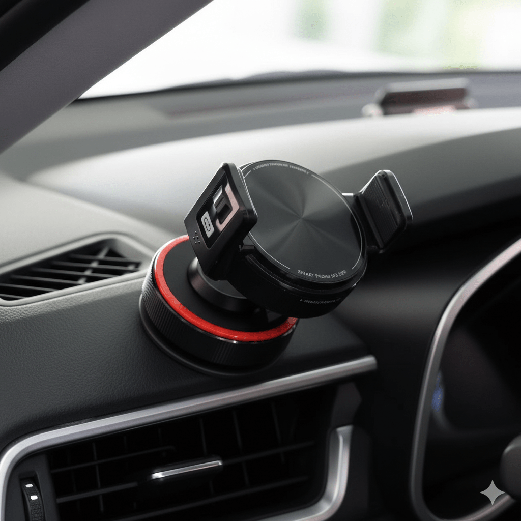 TEMU Vacuum Suction Car Mount With Magnetic Suction clamp 2-in-1. 360 Â° Rotating 4 Axis Adjustment, Foldable Metal Multifunctional Phone Holder For