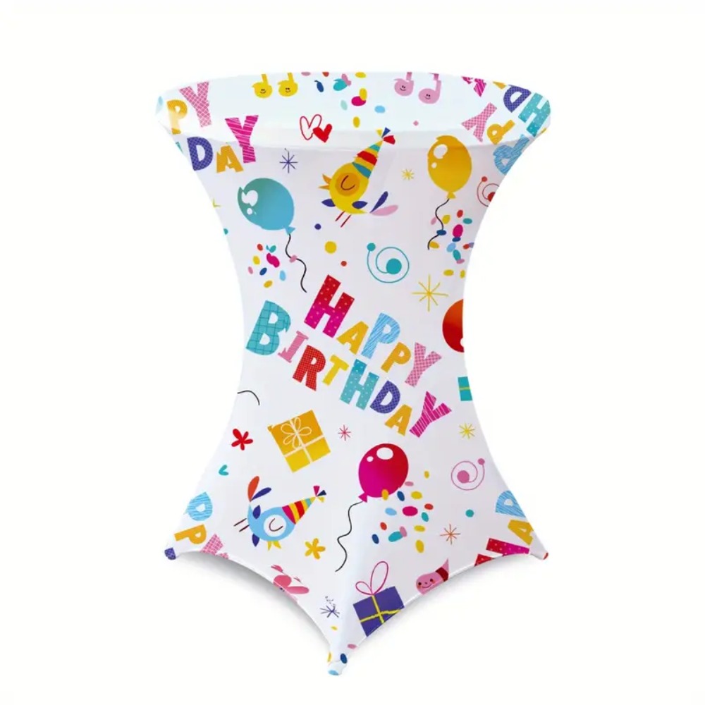 TEMU 1 pièce Grande Nappe d'Anniversaire de 80 cm de Large - Nappe Élastique avec " Anniversaire" (Lettres Variées l'Impression), Spandex/ pour Fêtes