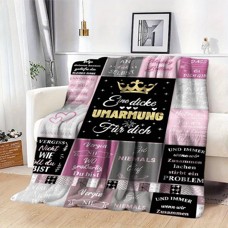 TEMU . Deutsches Zitat Wurfdecke - Weiche Flanell Ganzjahresdecke für Sofa, Bett & Reisen - Gemütliche deutsche Sprüche Designs (e.g., "Ich Liebe