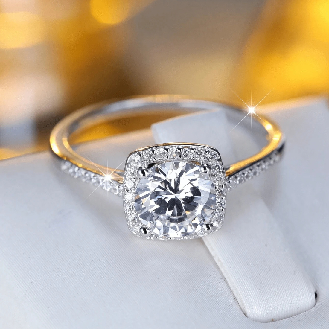 Women's 0.5/1/2/3/5/10 Carat White Moissanite Square-Shaped Ring, 925 Silver