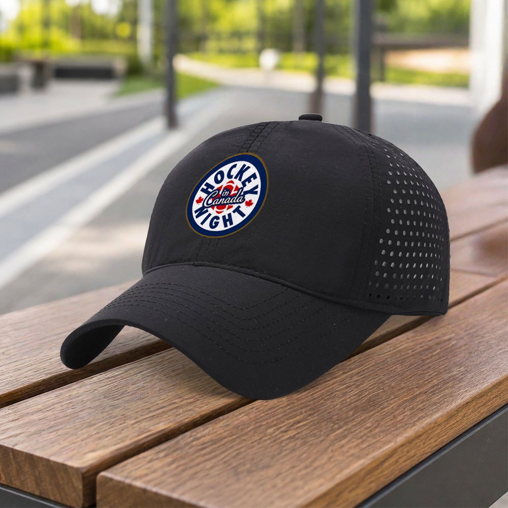 TEMU 1 pièce Casquette de soirée de hockey canadienne avec érable emblématique et crosses/palets de hockey - Casquette snapback légère et réglable,