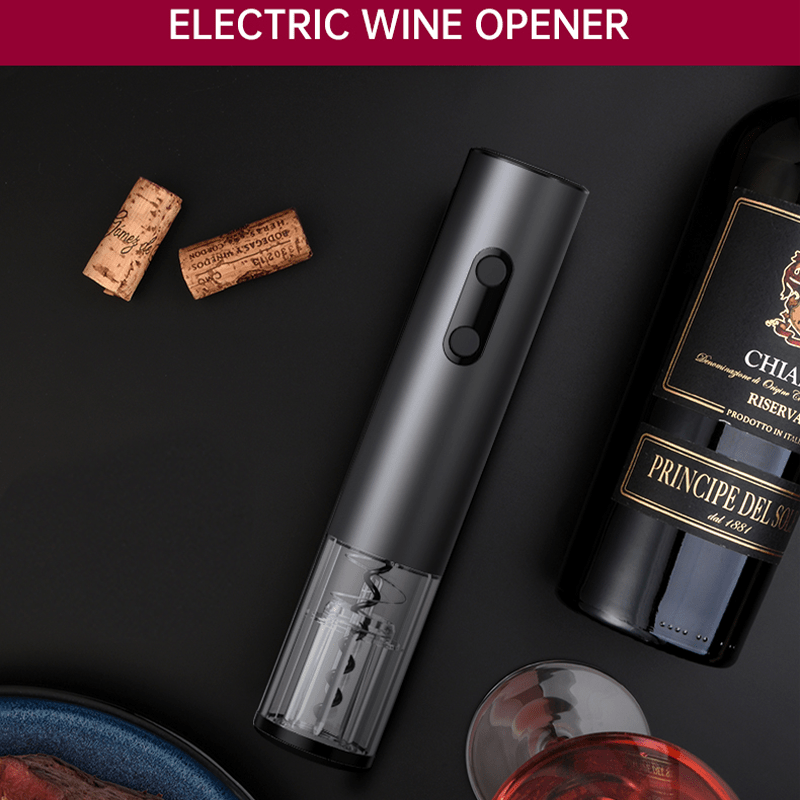 automatic electric wine bottle opener set by featuring a battery operated corkscrew a stopper foil cutter wine pourer and storage base parties and suitable for home kitchen and restaurant use Product details 4